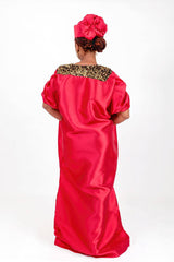 Buga Boubou (Red)- African maxi dress with Silk fabric