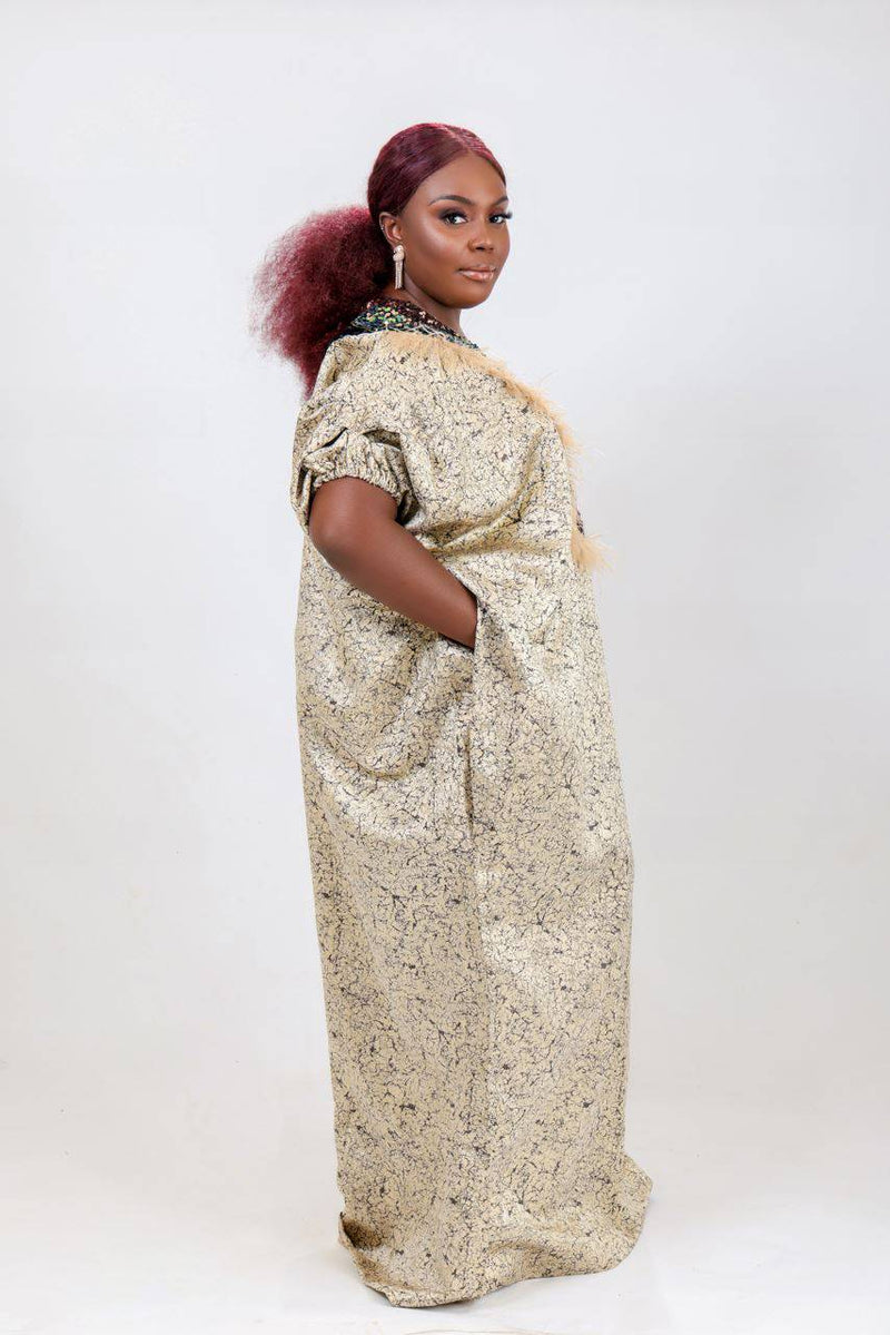 Damask Buga Boubou)- African maxi dress with Silk fabric