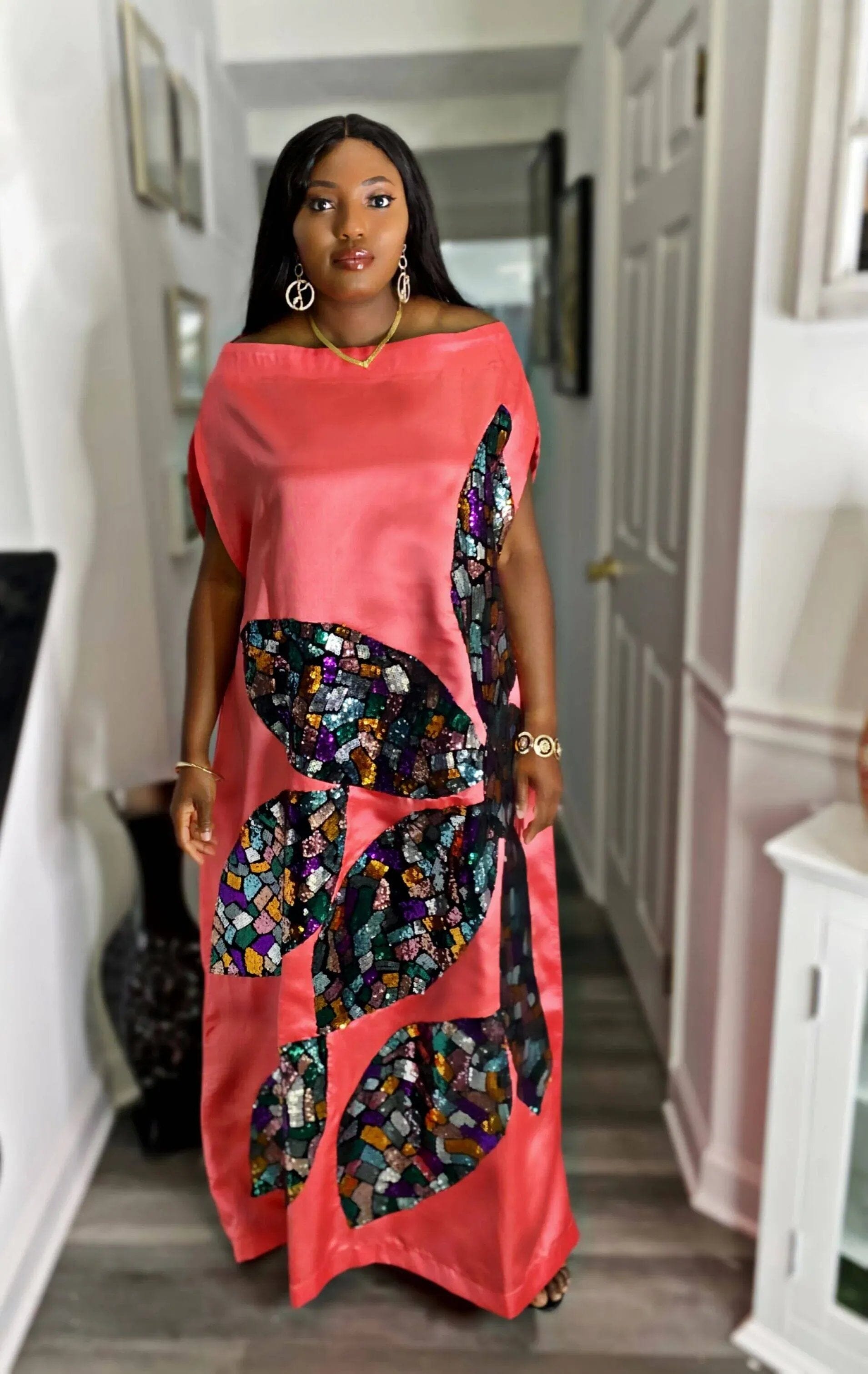 Coral Goddess Boubou Dress