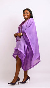 Lilac and purple short Boubou kaftan Look 1