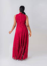 Red dress with velvet