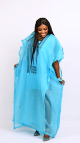 Teal Blue kaftan Boubou Look 7